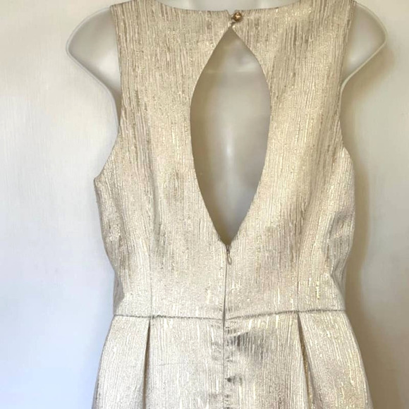 ANTHROPOLOGIE SANCTUARY GOLD SIMMERY DRESS KEYHOLE BACK SIZE SMALL - Picture 13 of 16